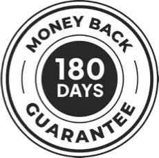 180-day money-back guarantee badge