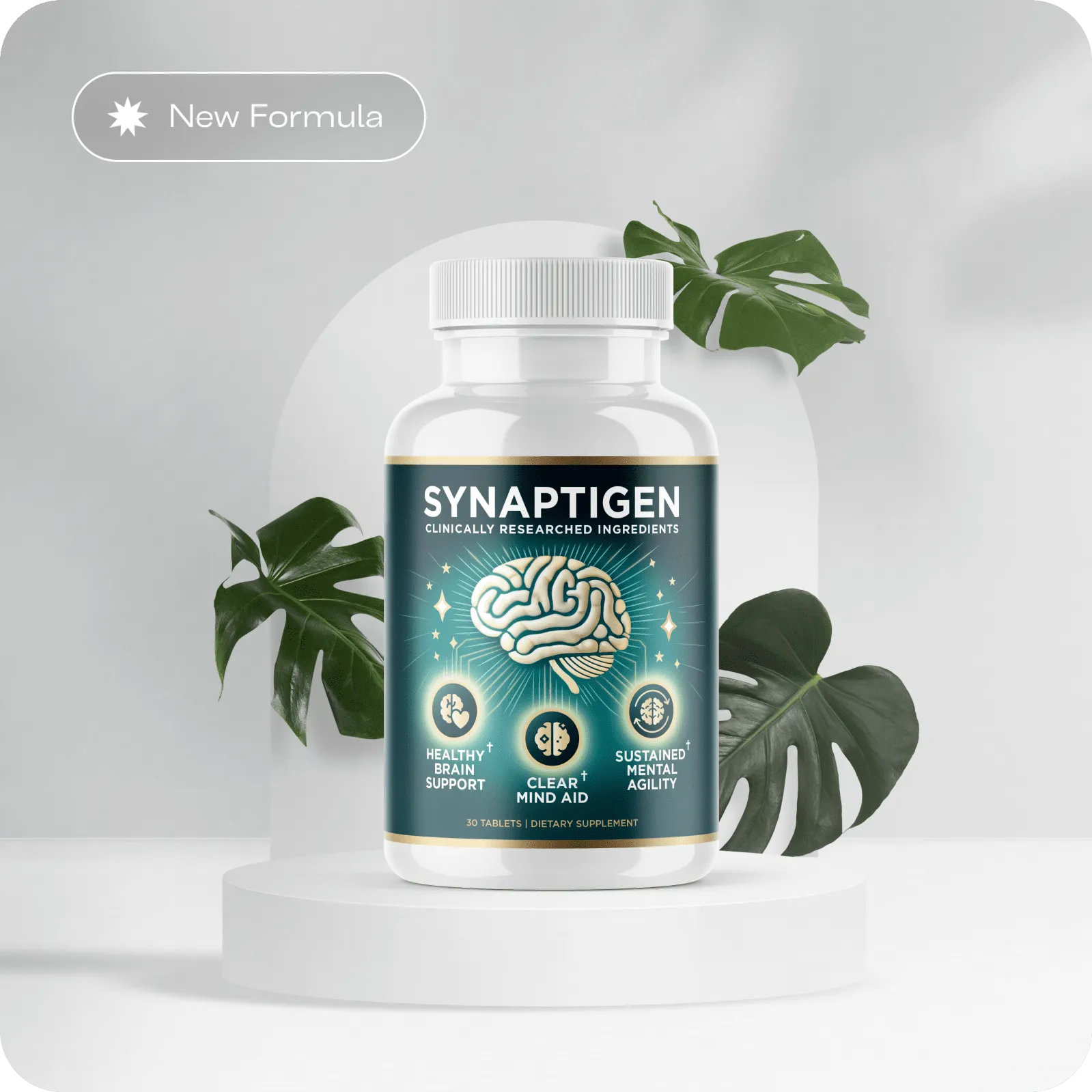 Synaptigen dietary supplement bottle in the vendor-provided New Formula product image
